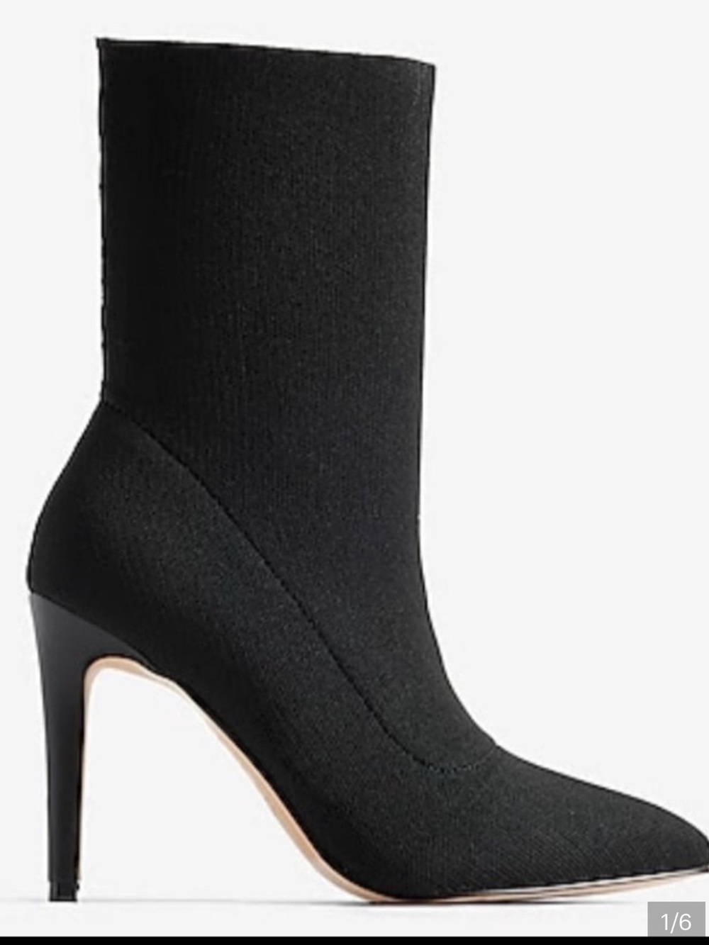 Black Stretch Sock Bootie Pointed Toe Stiletto Heel